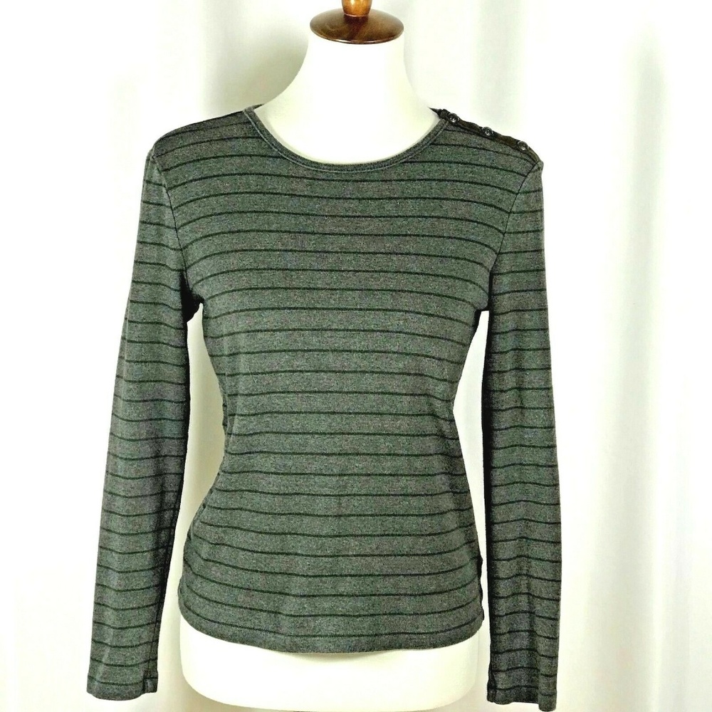 Lauren RL Pullover Shoulder Buttons Stripe